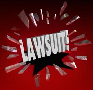 Lawsuit Word Smashing Glass Sue Claim Court Damages