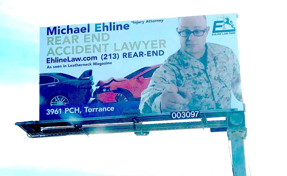 Creative Billboard on PCH Redondo Beach - Ehline Law Firm Injury Attorneys