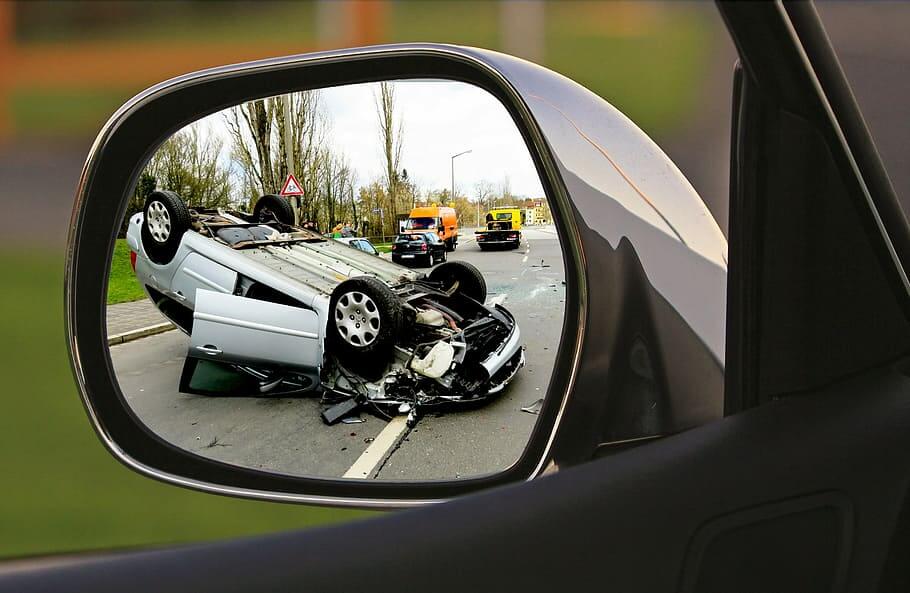 Rollover head injury while not wearing seatbelts in Los West Los Angeles near the hospital emergency room.