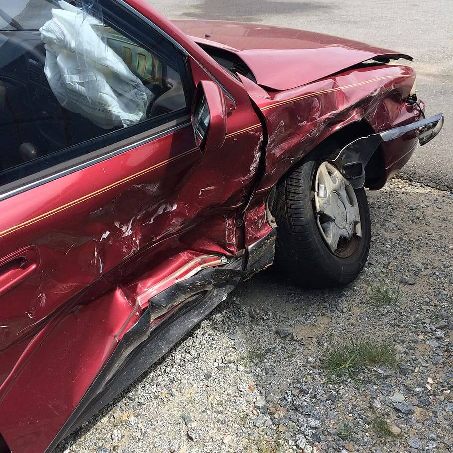 Red car T-Bone collision image. Ehline Law Firm Accident Attorneys Help With These cases.