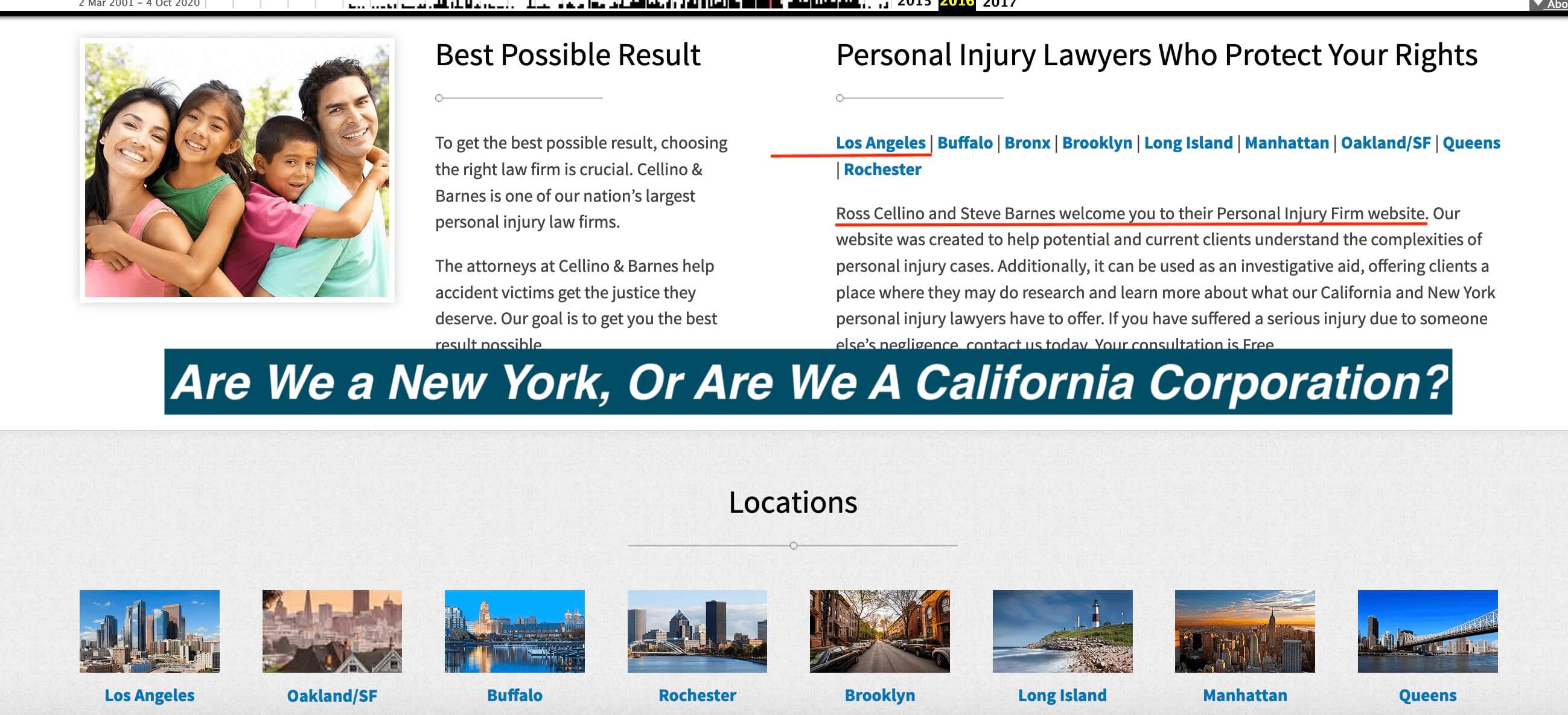 Screenshot showing one website for both states
