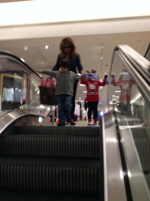 Escalator at shopping mall.