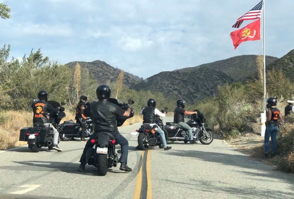 Los Angeles motorcyclists from Leathernecks honor Sergeant Paul Ehline