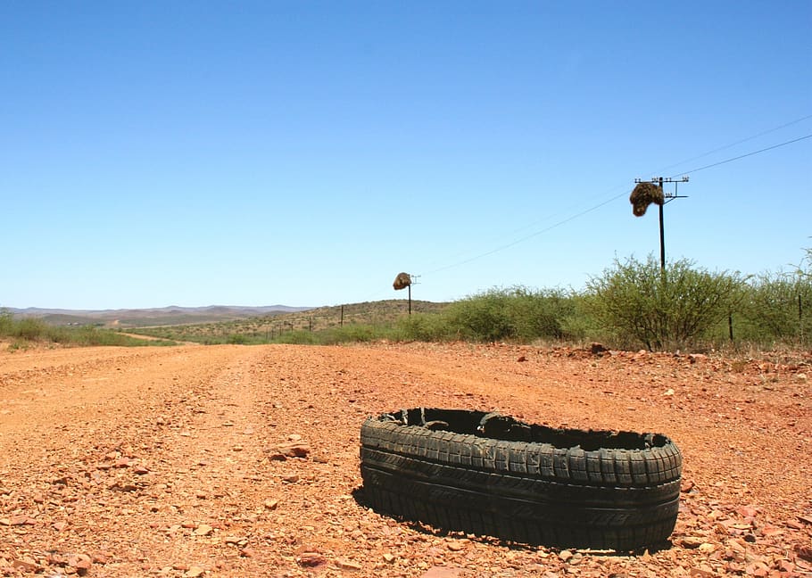 Blown Tire. US Marines 29 Palms car accident in desert.