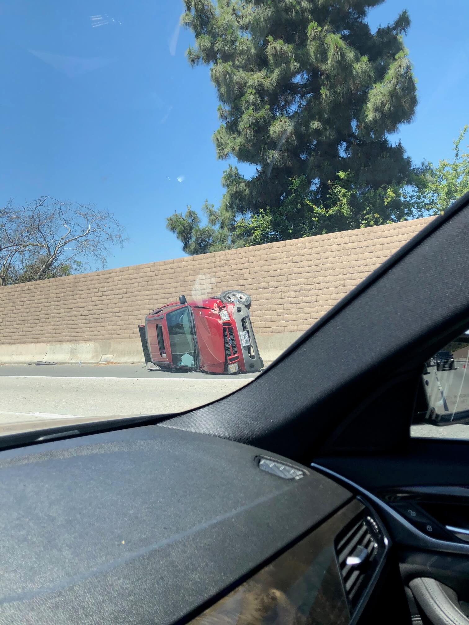 Rolled rental car