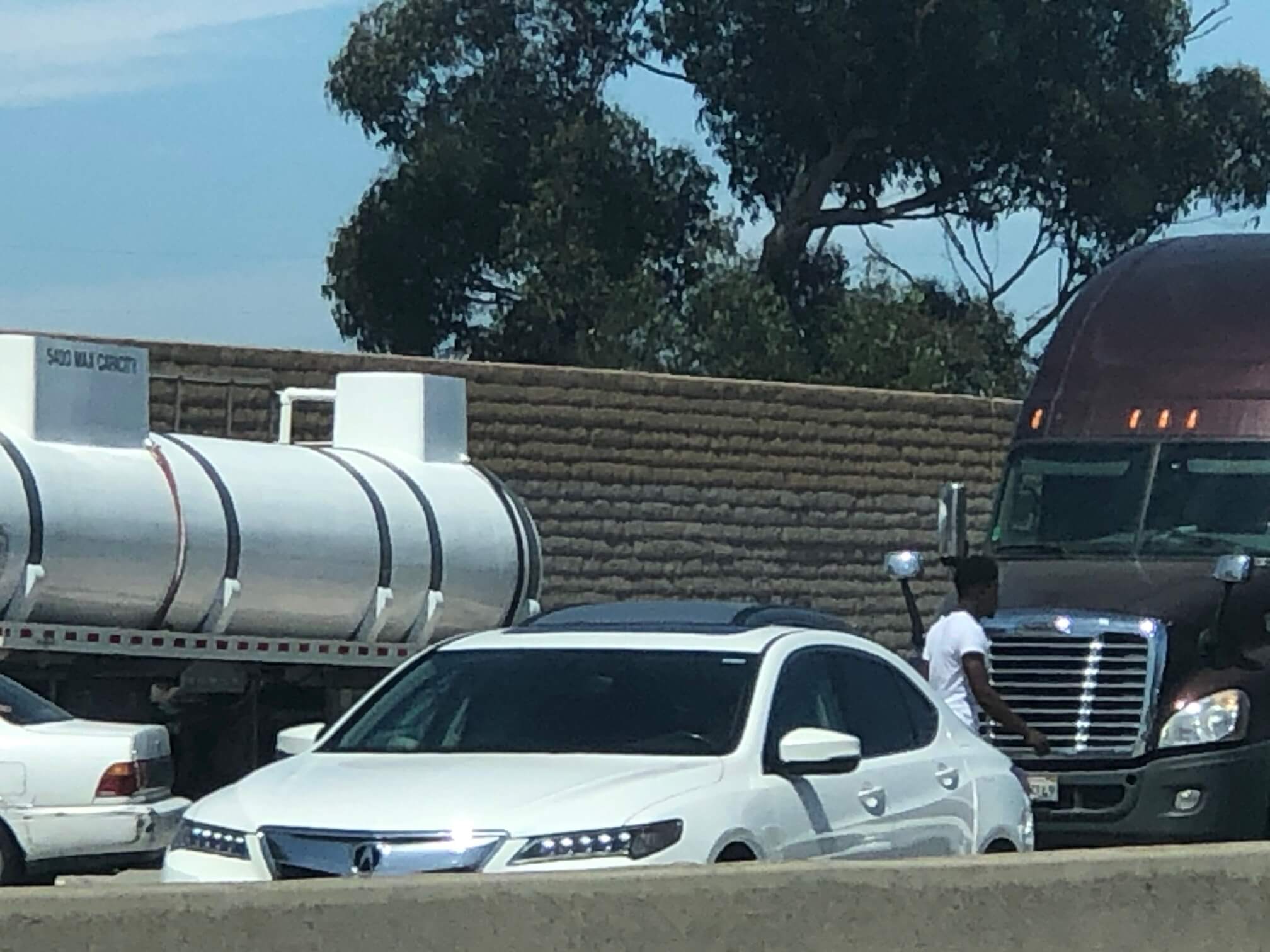 Tanker truck accident off the Long Beach 710 Freeway