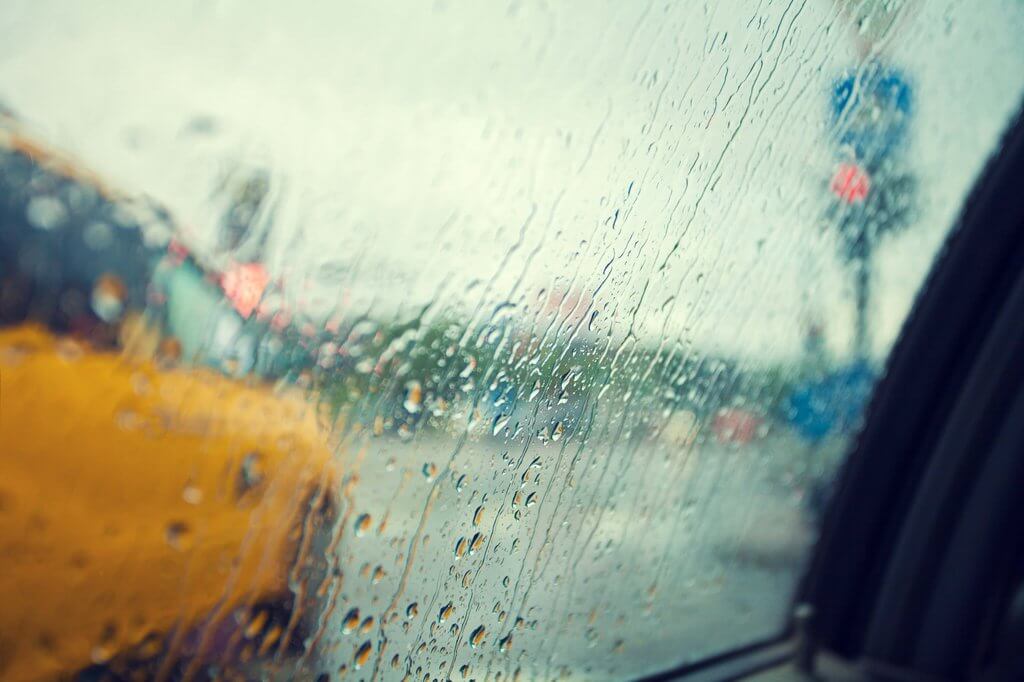Slick, rainy streets.