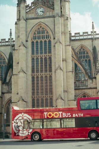 Church Bus in front of chapel