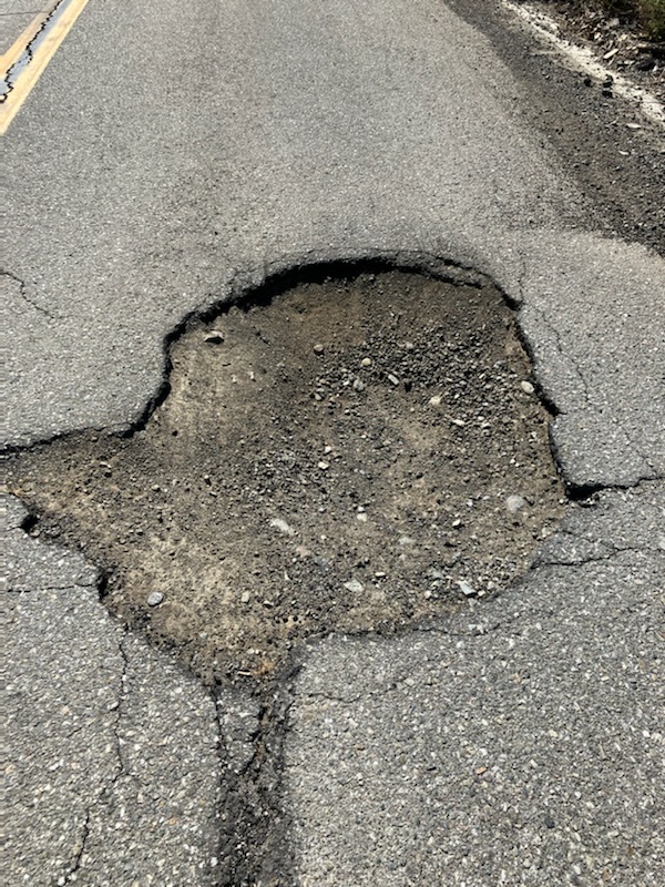 Huge pothole on Lytle Creek Road