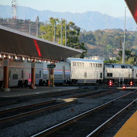 Amtrak at train station in Southern California