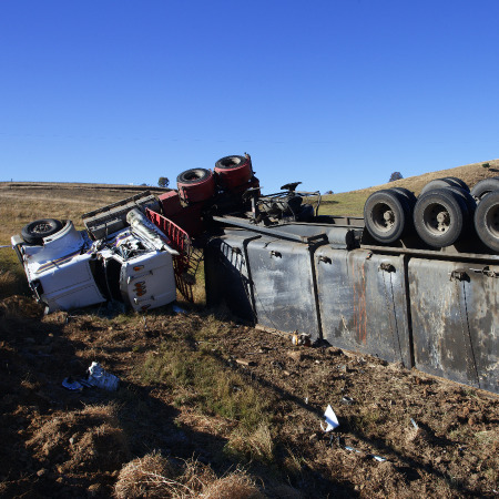 Rolled truck crash