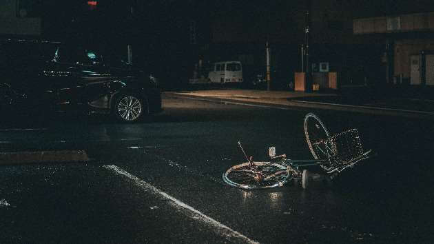 Bicycle Crash at Night on Street