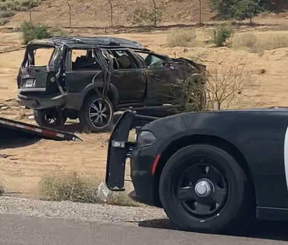SUV roll over accident near Primm Valley Golf Course